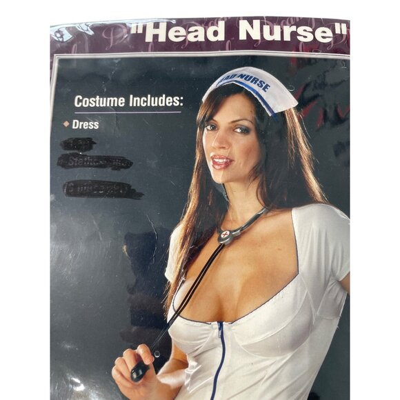 Dreamgirl Head Nurse Costume 1X/2X White Blue Zipper Dress Halloween Outfit NEW - Picture 2 of 6